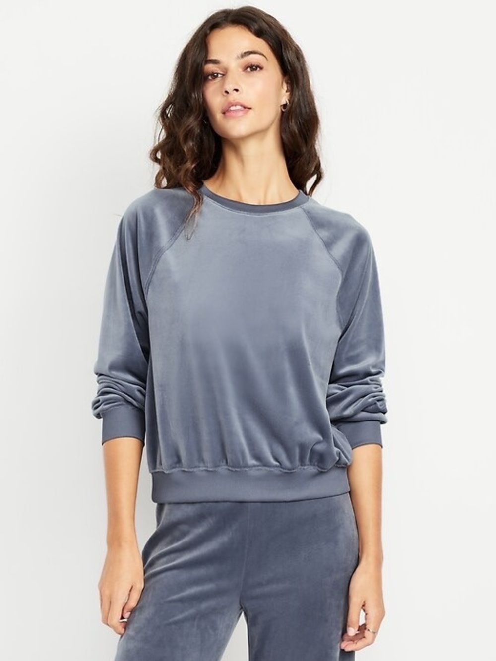 NEW Old Navy Velour Lounge Top in Night Cloud Blue / Gray - Size M